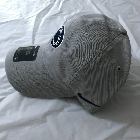 NEW Nike Heritage 86 Cotton Cap Penn State Lion Head Logo Adjustable Gray Hat - Picture 7 of 11